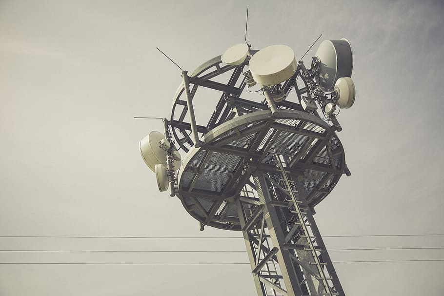gray, white, communication tower, cloudy, sky, antenna mast, antenna, monitoring, nsa, data processing