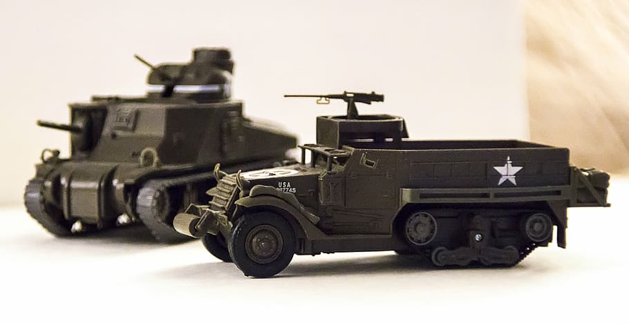 camión, militar, miniatura, vehículo, ejército, verde, blindado, antiguo, tanque, guerra