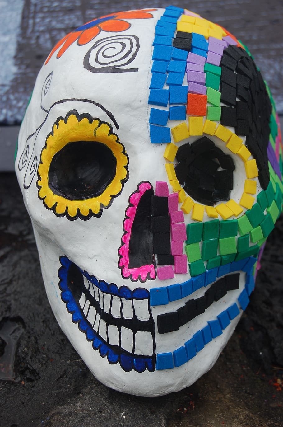 mexico, tradition, mexican, offering, culture, crafts, day of the dead, skull, latino, multi colored