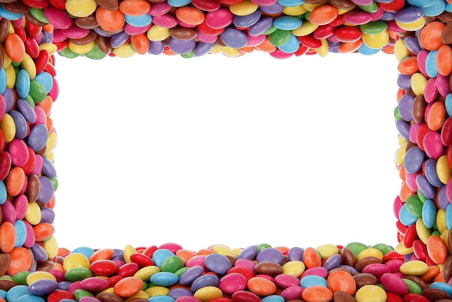 background, birthday, border, candy, chocolate buttons, colorful, colors, flavor, food, frame