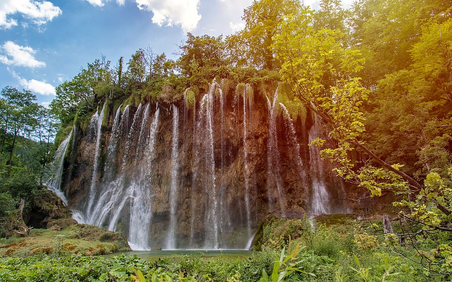 waterfall, water, river, beautiful, nature, torrent, landscape, croatia, cascade, forest