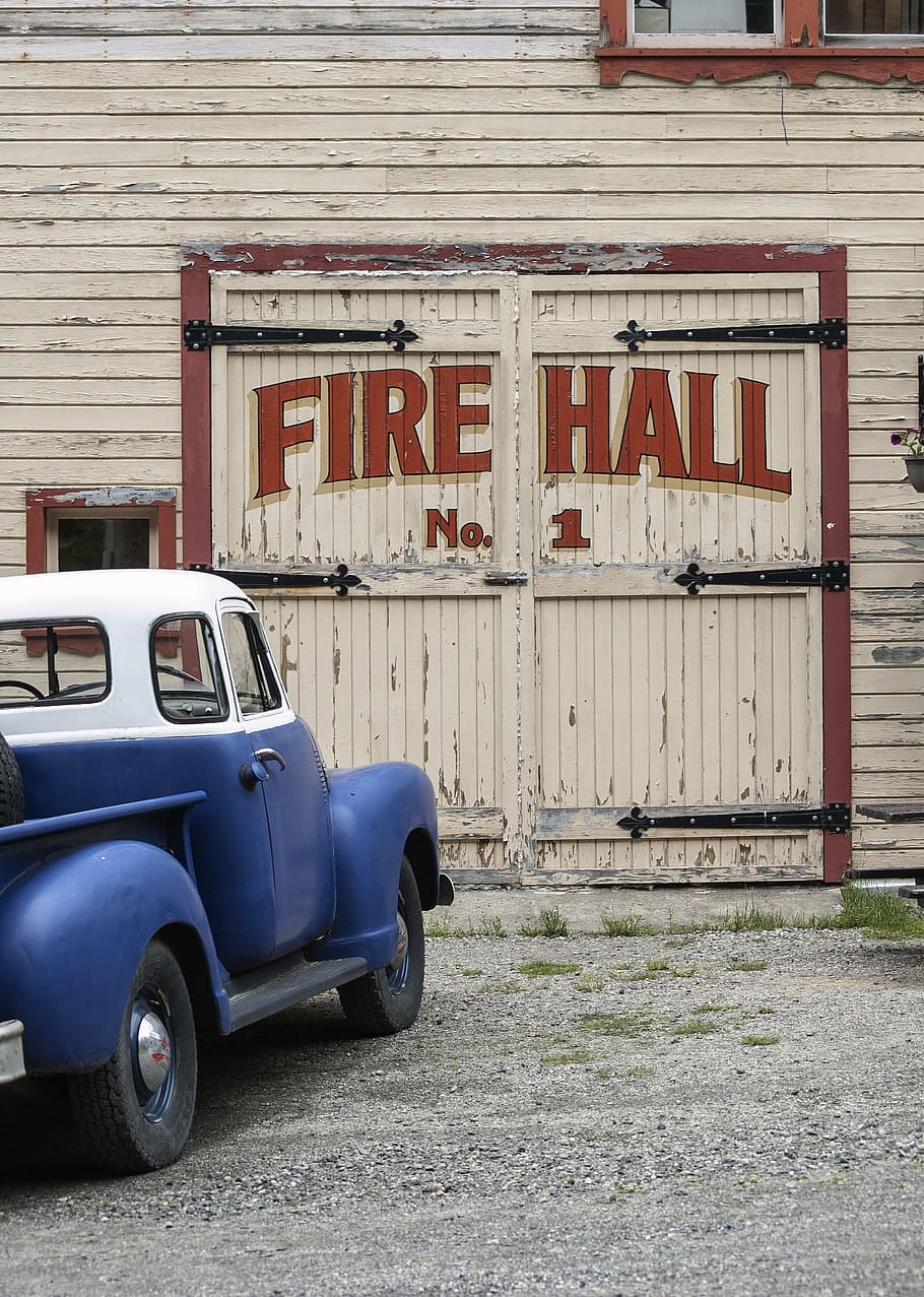 Old, Vintage, Fire, Hall, Truck, Car, fire, hall, vehicle, red, fire-fighting