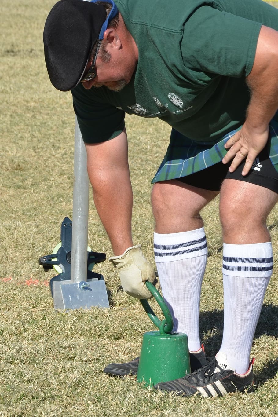 celtic games, highland games, scottish games, weight toss, real people, men, grass, leisure activity, day, casual clothing