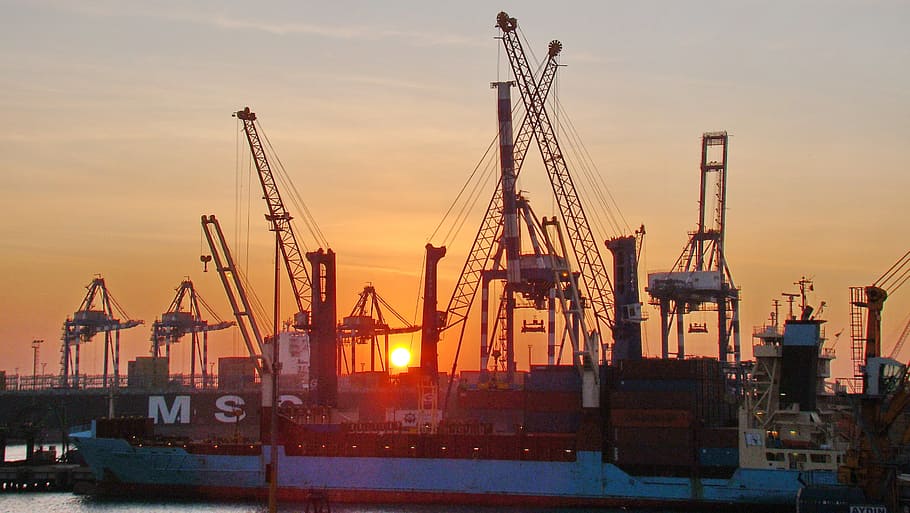 ambarli port, turkey, bosphorus, strait, port, cranes, port cranes, container, pier, sun