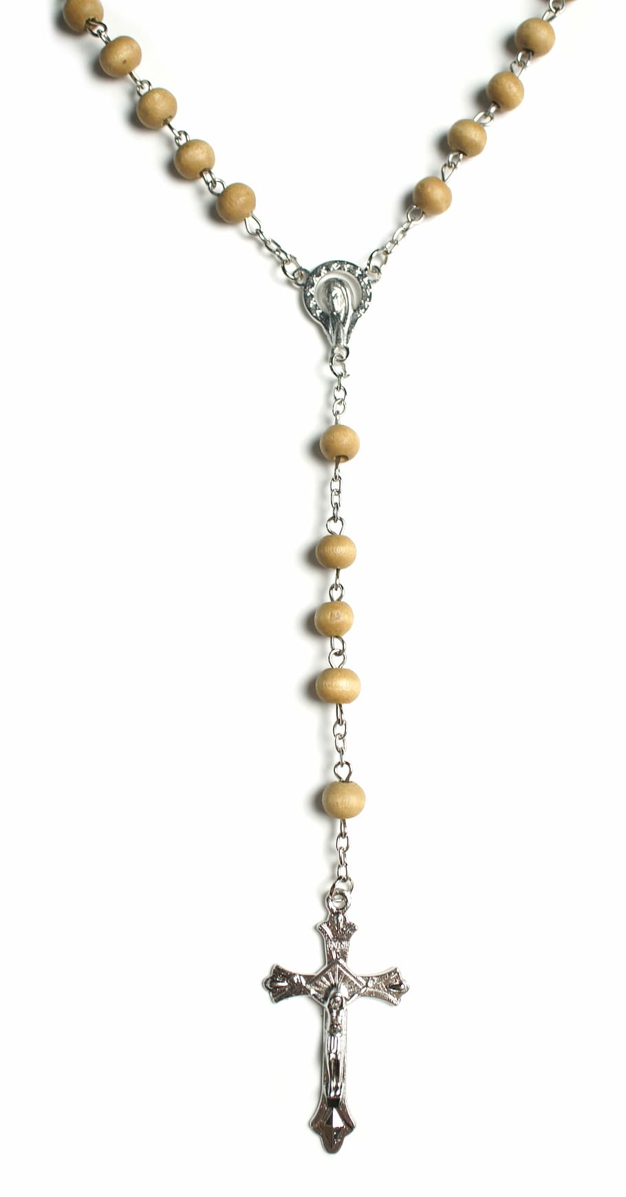 closeup, beaded, brown, silver-colored rosary, wooden rosary, wood, wooden, rosary, bead, silver