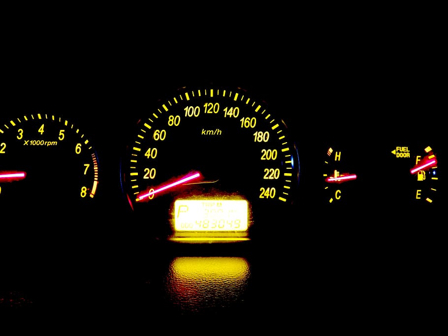 car, the instrument panel, speedometer, lighting, illuminated, mode of transportation, transportation, night, glowing, motor vehicle