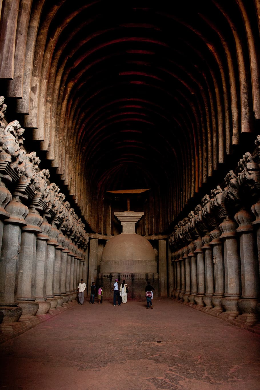 karla caves, india, buddhism, caves, stone carvings, indian, temple, architecture, built structure, arch