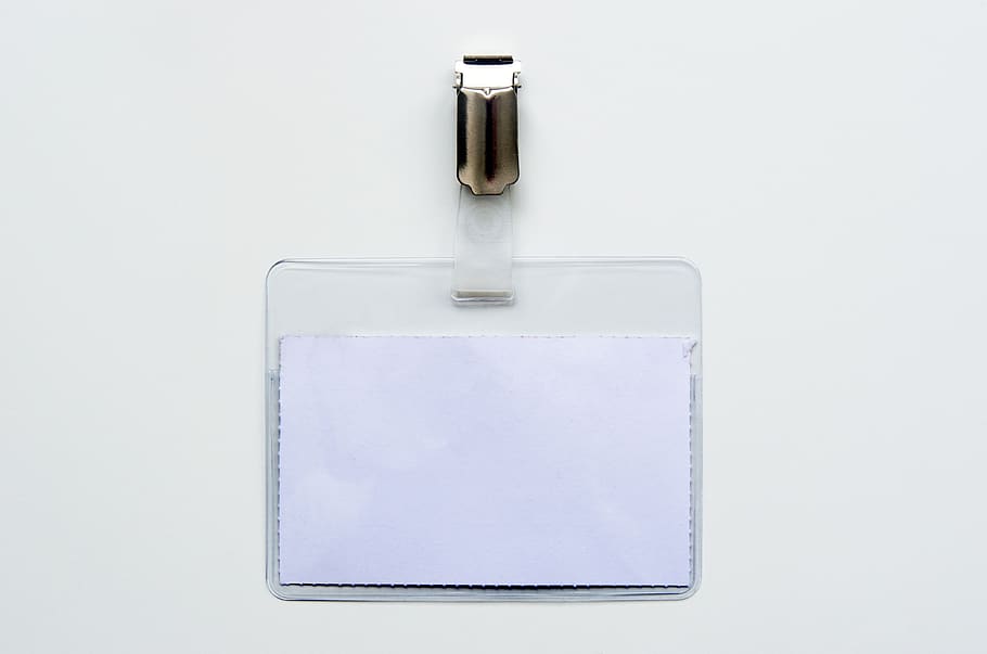 name tag, plastic, card holder, office, unfilled, paper, design, blank, transparent, identity