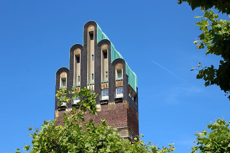 torre, monumento, torre de la boda, arquitectura, edificio, torre de cinco dedos, Darmstadt, turismo, historia, azul