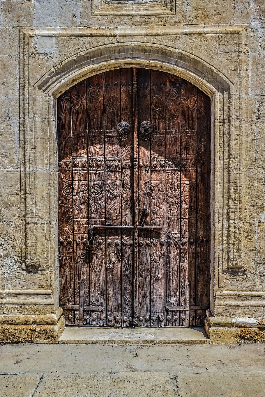 cyprus, athienou, ayios georgios, door, wooden, gate, entrance, church, old, orthodox