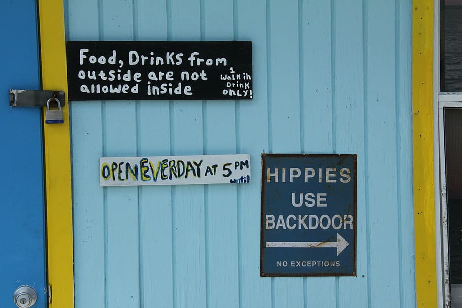 sign, bar, hippies, text, food, drink, bahamas, caribbean, communication, western script