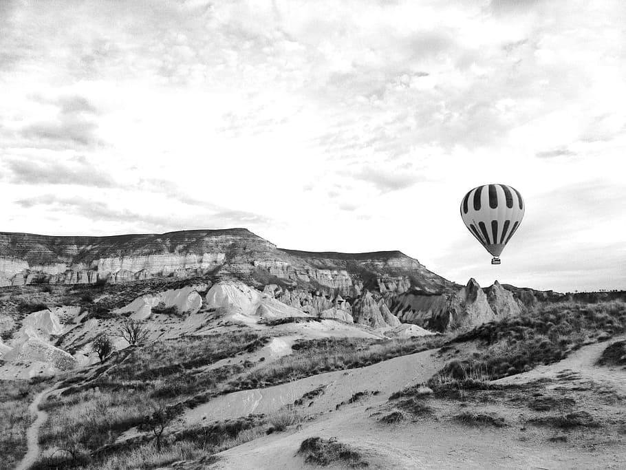 Cappadocia, Balon, Turki, Keranjang, balon cappadocia, langit, perjalanan, batu, petualangan, lanskap