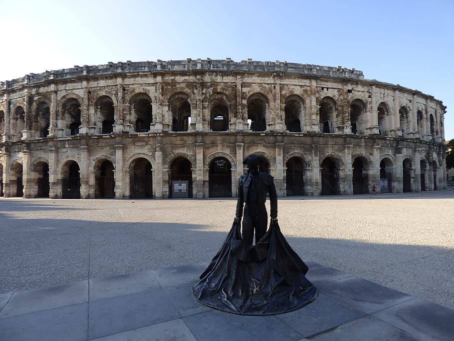 amphitheater, bullring, arena, roman, historic, bullfight, architecture, french, history, provence