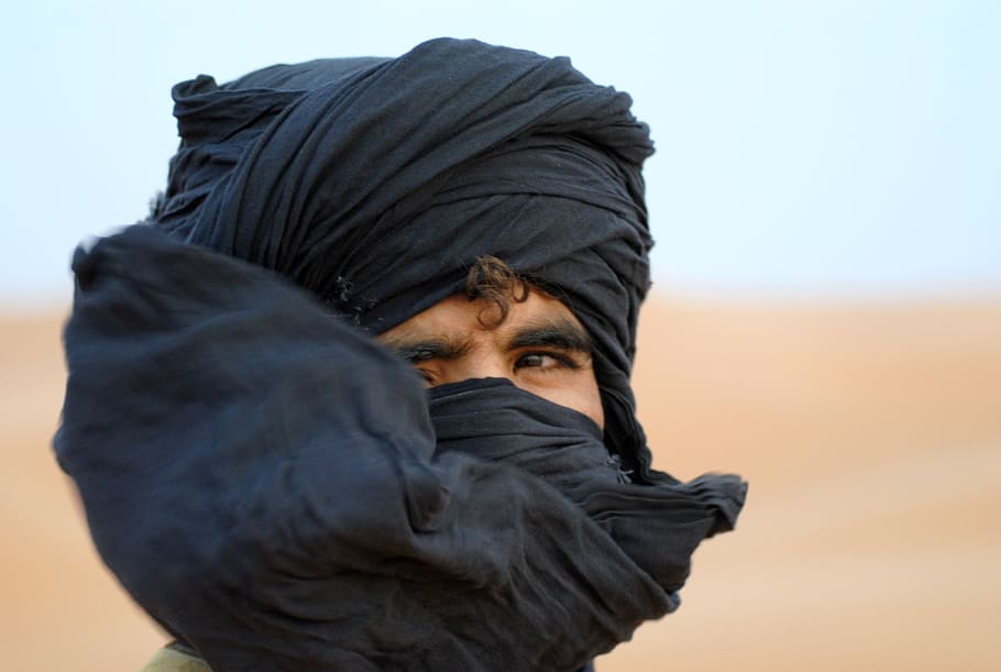 man, desert, moroccan, headwear, arabic, turban, one person, clothing, portrait, adult