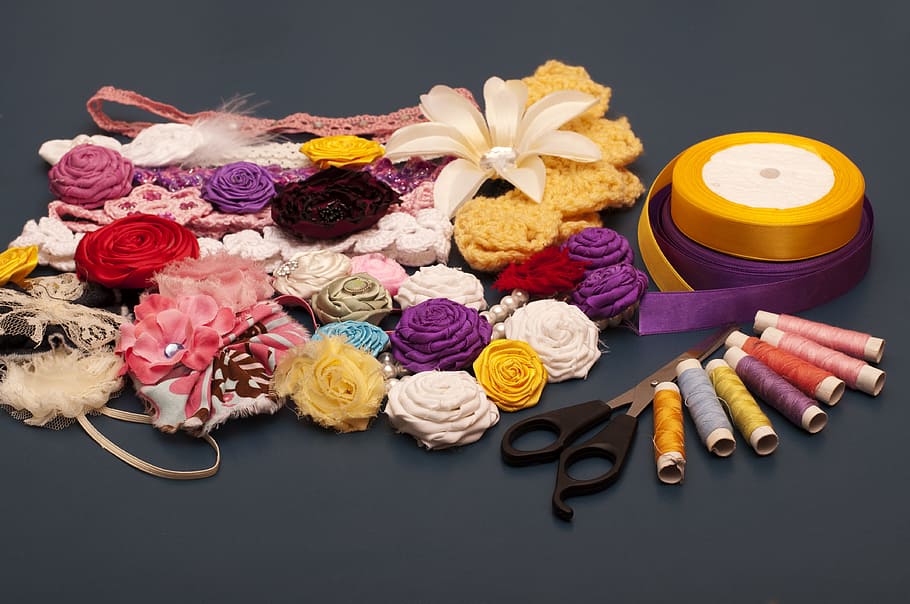 desktop, color, needle, yarn, craft, sewing, decoration, closeup, bright, set