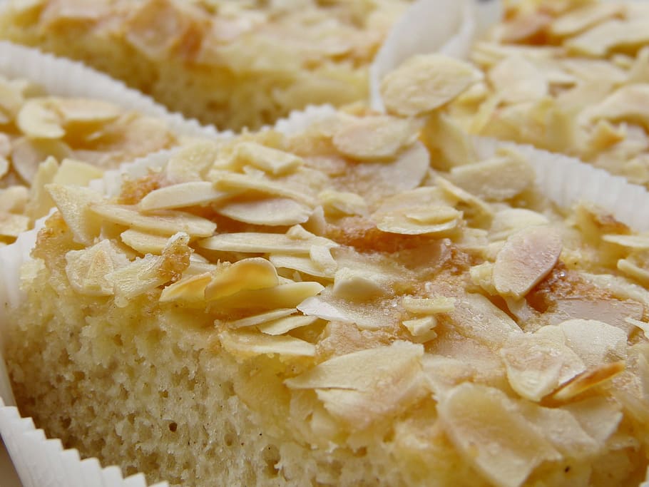muffin, nuts, close-up photography, Butter Cake, Almonds, Almond, Tiles, almond tiles, cake, bake