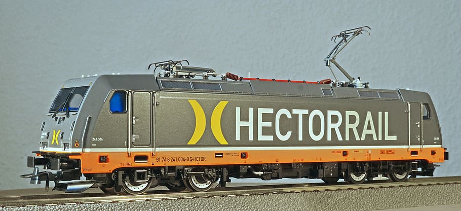 gray hectorrail train, electric locomotive, model, scale h0, private railway, hectorrail, sweden, europe-wide, train, transport system