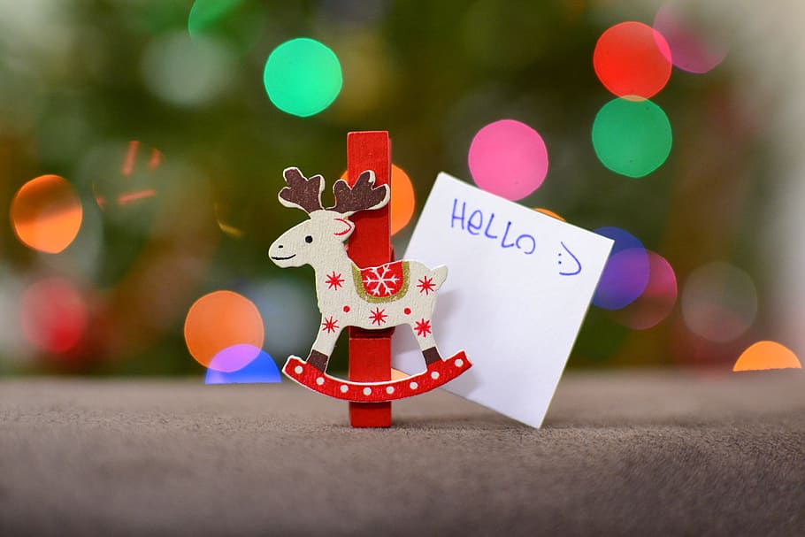 foto, blanco, rojo, reno, temático, accesorio, navidad, etiquetas, decoración navideña, adornos navideños
