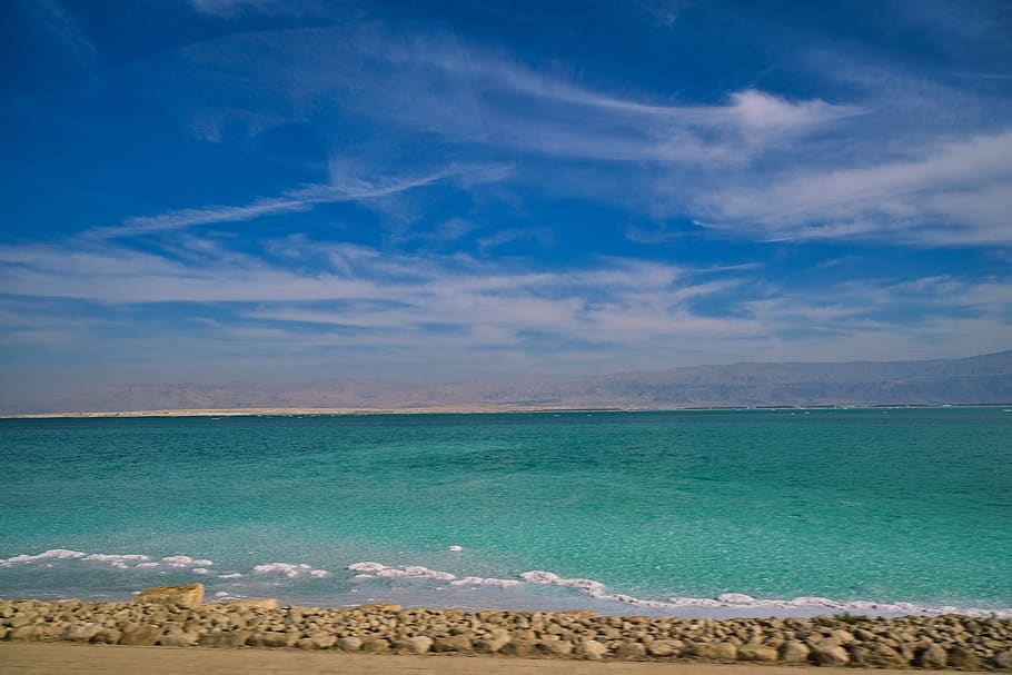 salty sea, dead sea, sea, israel, sky, east, nature, landscape, vacation, relaxation