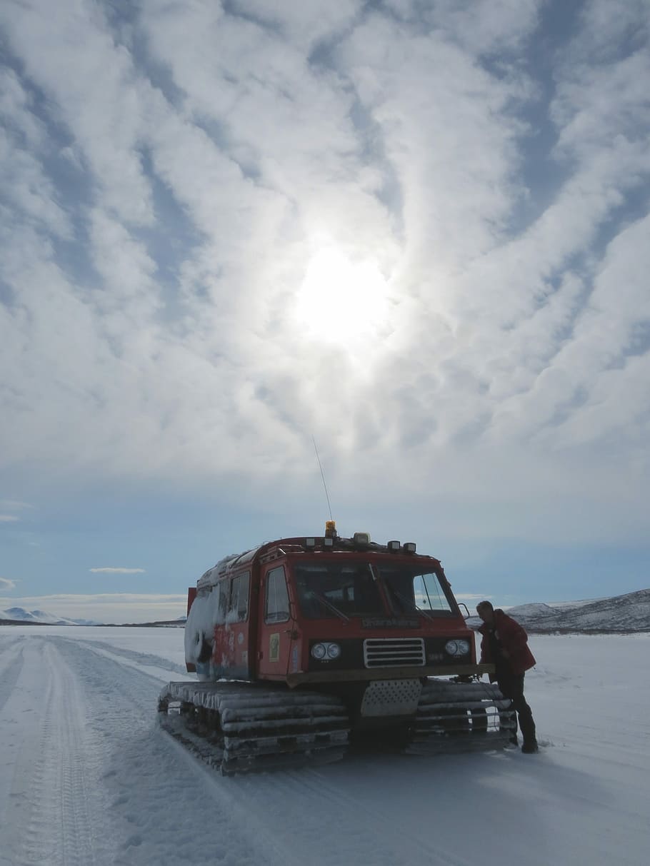 Rover, Roads, Plain, Tundra, rotrak, the roads, cirrus clouds, winter, evening sky, repair