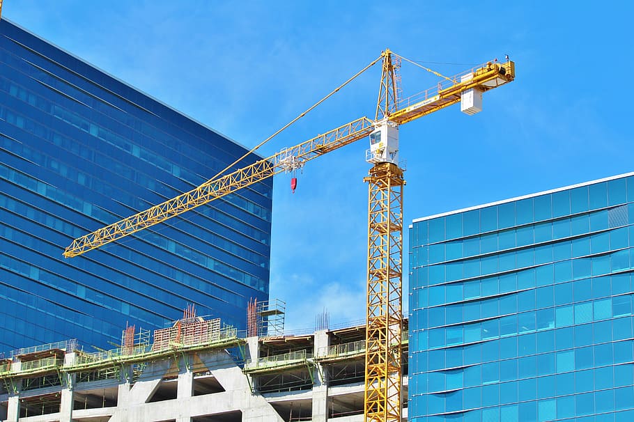 baukran, crane, construction, house construction, load lifter, architecture, built structure, industry, building exterior, machinery