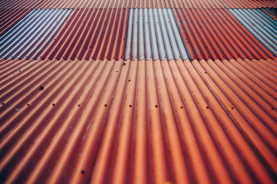 roof, texture, construction, pattern, material, structure, metal, sheet, panel, red