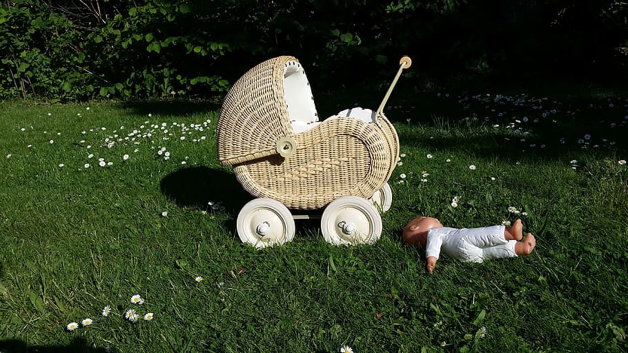 baby doll, ground, stroller, Baby Carriage, Doll, Prams, Child, doll prams, toys, orphaned