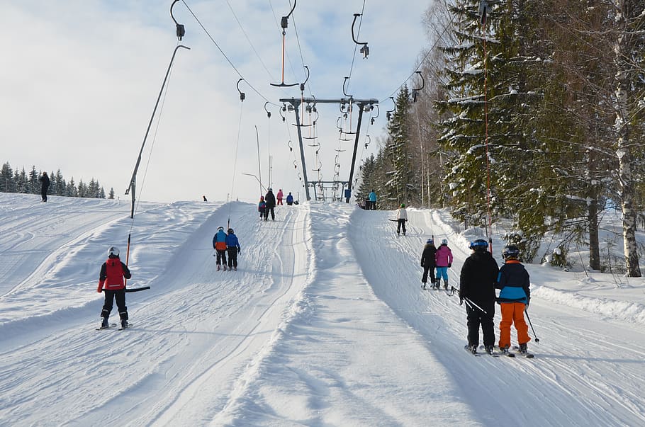 esqui, neve, inverno, ao ar livre, esportes de inverno, suécia, vales, elevador, um, slalom