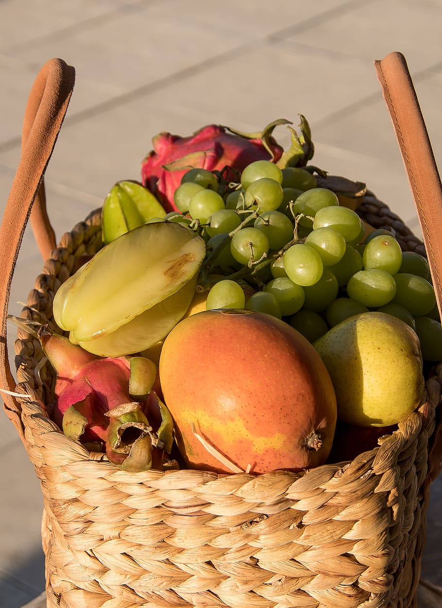 fruit, basket, gift, fresh, variety, healthy, tasty, food, colourful, food and drink