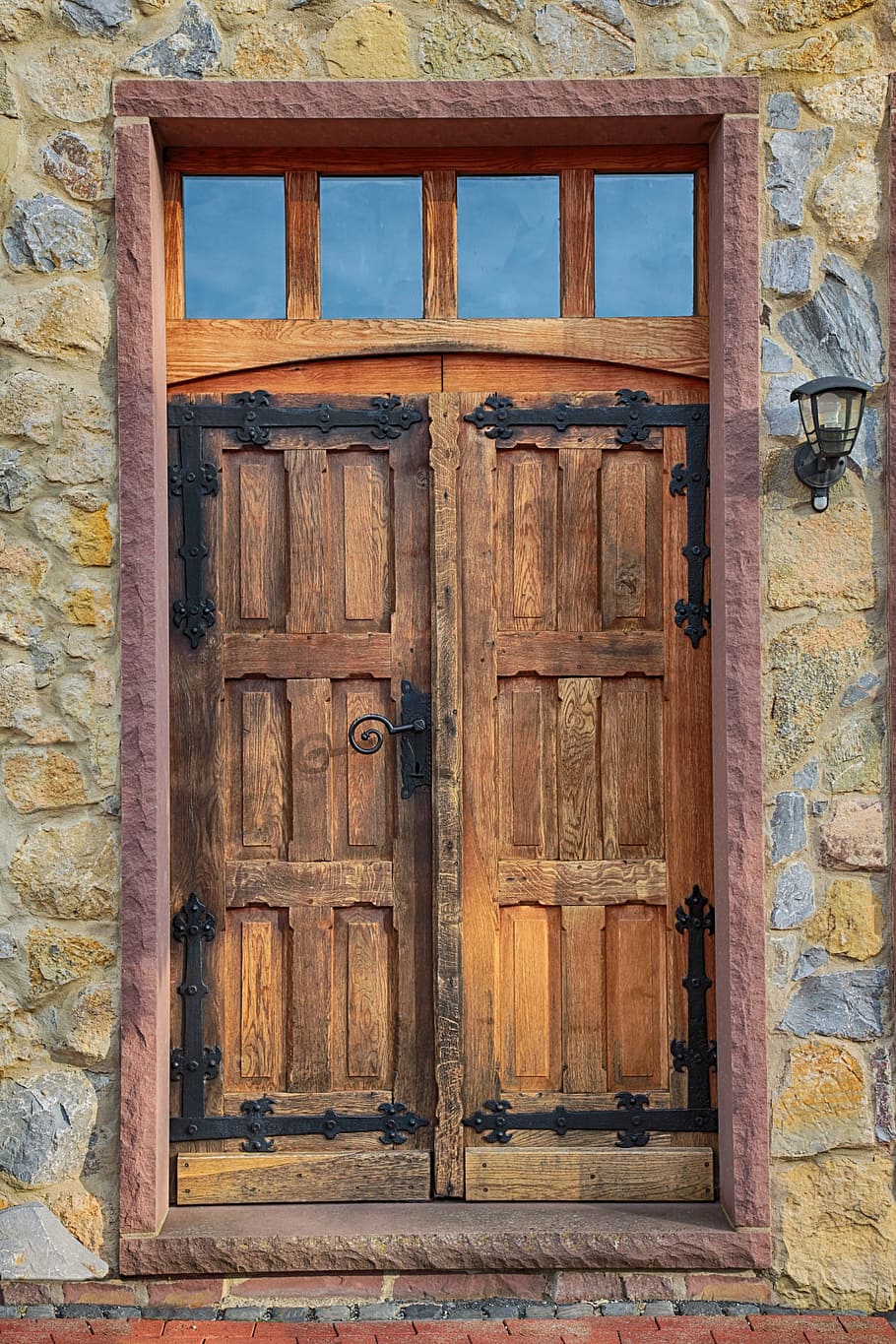 cerrado, marrón, de madera, puerta, roble, madera, viejo, puerta vieja, puerta de madera, entrada