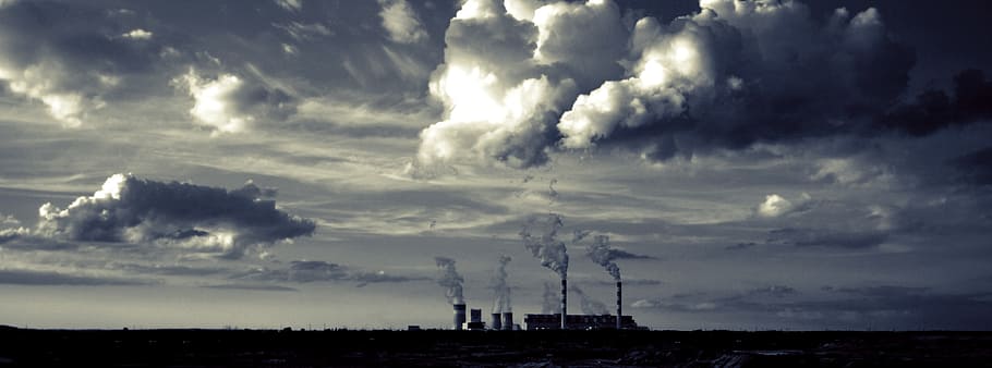 열병합 발전소, 산업, 공장, 발전소, 굴뚝, 연기, 하늘, 구름-하늘, 환경, 환경 문제