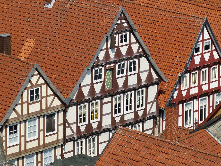 Celle, Lower Saxony, Old Town, View, outlook, truss, fachwerkhaus, architecture, historically, aerial view