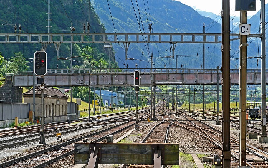 Gotthard Line, Erstfeld, Exit, South, saída sul, trilha íngreme, início, famoso, estrada suave, antes do curso