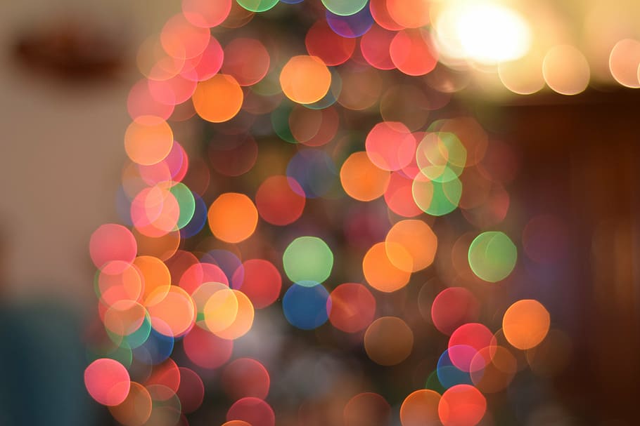 fotografía bokeh, navidad, adornos, colorido, adornos navideños, adorno navideño, decoración, fiesta, árbol, bola