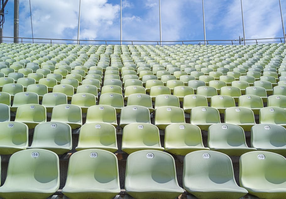 stadium, sport, grandstand, competition, chairs, olympic stadium, rank, empty, sky, architecture