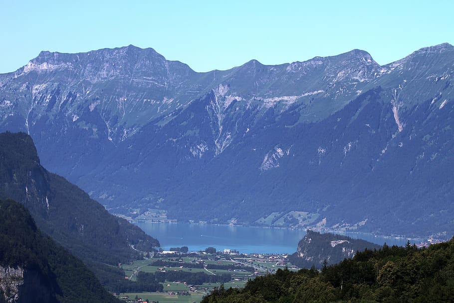 Alpino, montañas, imponente, paisaje, naturaleza, lago, Suiza, cumbre, cielo, senderismo