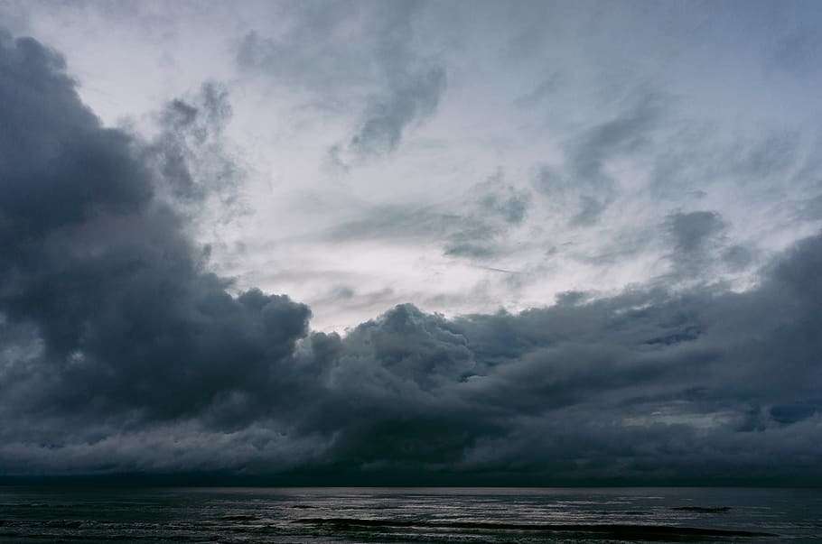 badai, laut, pemandangan, alam, awan - Langit, cloudscape, cuaca, langit, mendung, Langit dramatis