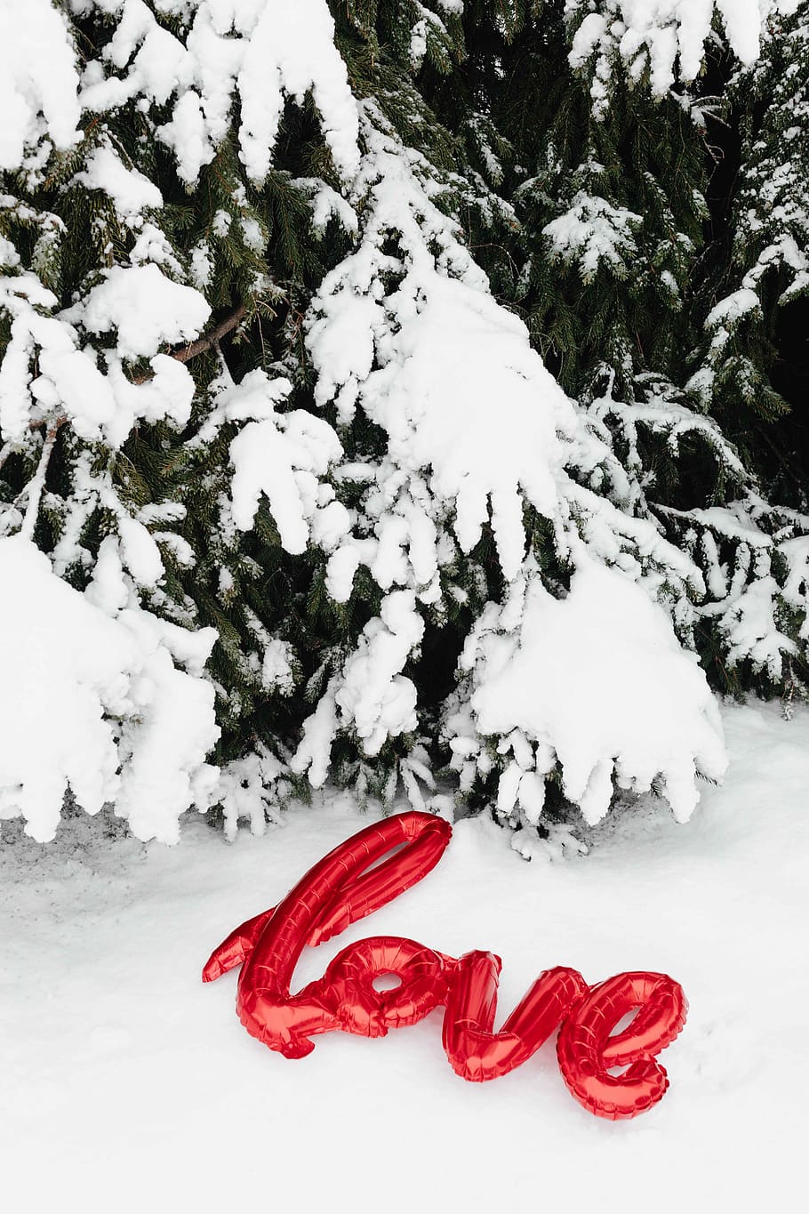 balloons, winter, snow, outdoor, valentine, valentines, february, white, Red, Balloon