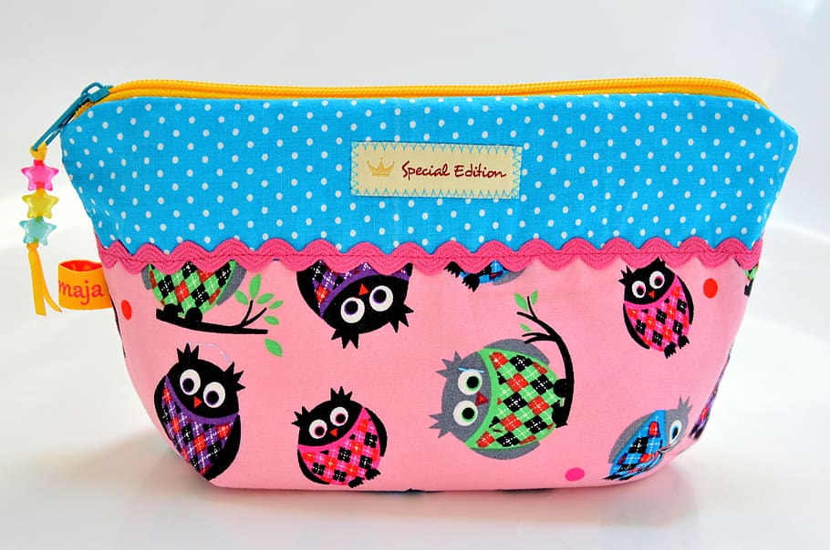 bag, cosmetics, colorful, playful, owls, special, edition, handmade, unique, sew