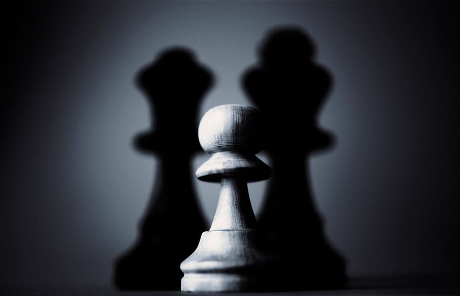 chess piece, piece, chess, game, black, white, queen, contrast, sport, shadow