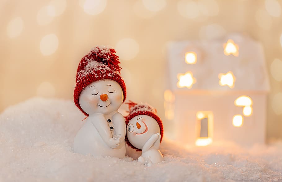 snowmen, snow, christmas, wintry, funny, new year's day, christmas motif, figure, decoration, season