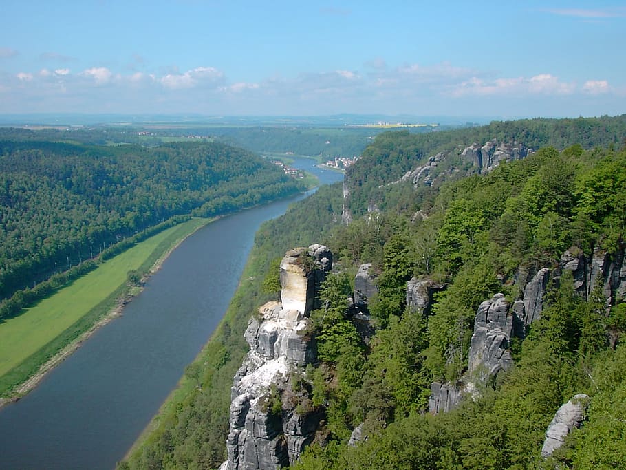 elbe, Elbe Sandstone Mountains, watchtower, abort button, rock fall, landscape, saxony, scenics, nature, tranquil scene