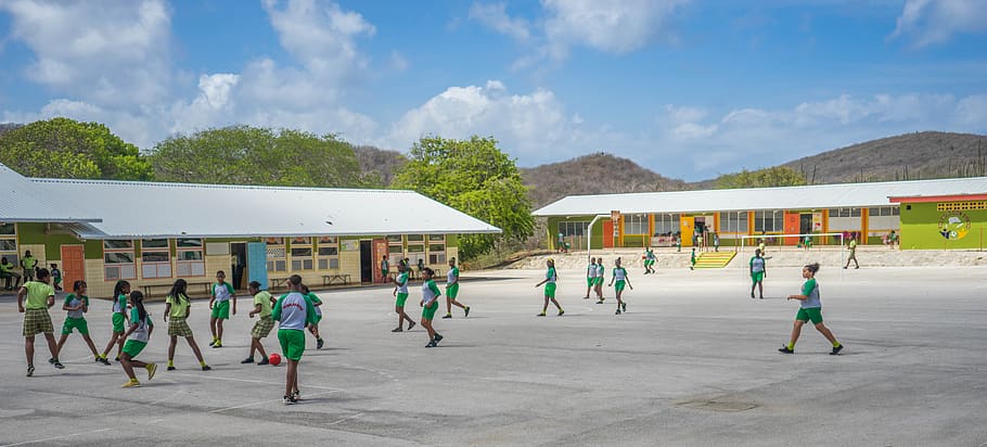 curacao, school, students, children, caribbean, tropical, education, learning, uniforms, nature