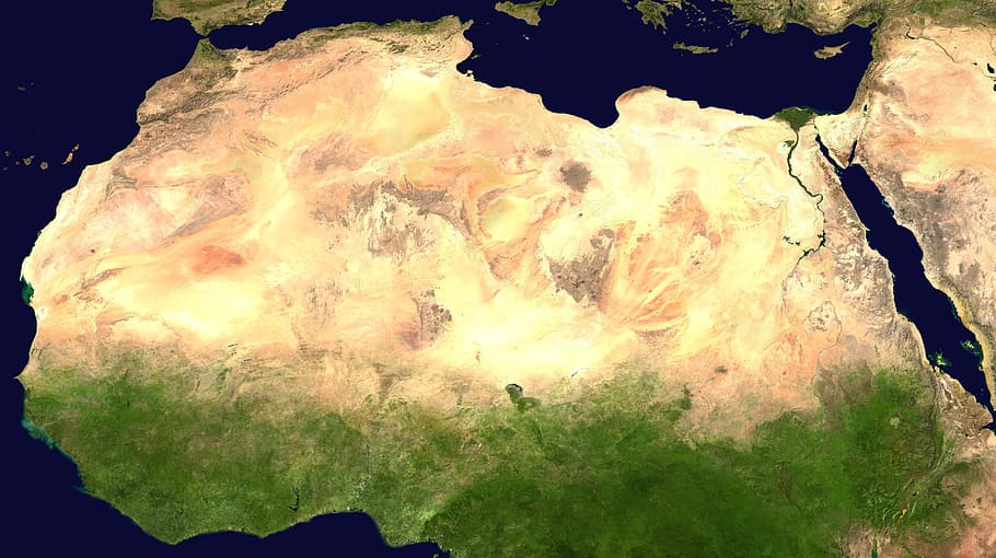 satellite map illustration, Sahara, Desert, Satellite Photo, sahara, desert, satellite image, aerial view, land, africa, continent