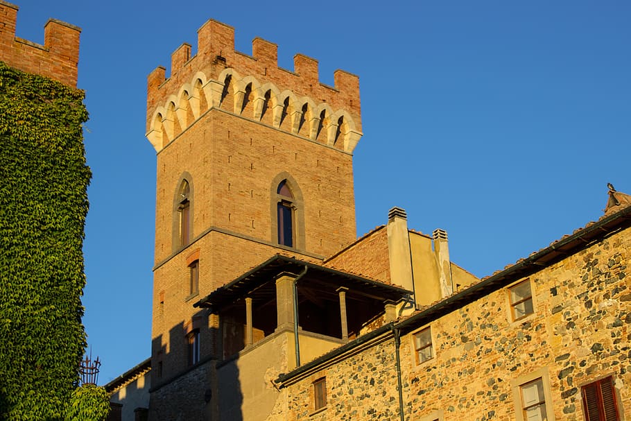 Toscana, Itália, Querceto, castello di ginori querceto, torre, historicamente, cidade velha, construção, arquitetura, construção Exterior
