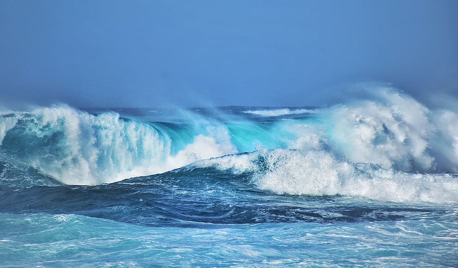ocean, waves, sea, water, blue, nature, splash, seascape, scenic, amazing