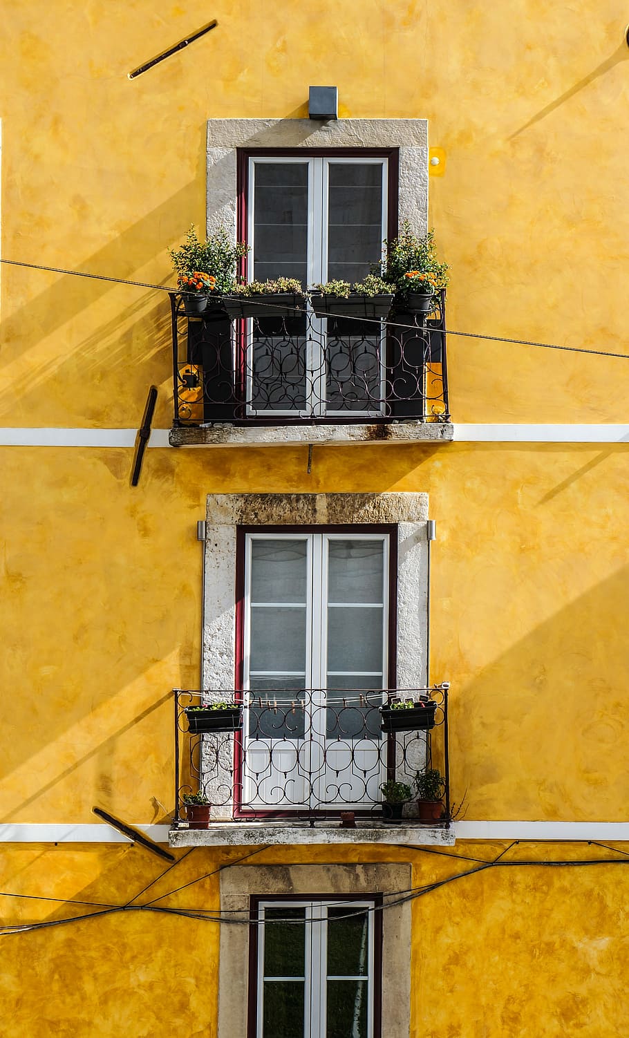 white, wooden, door, window, yellow, concrete, building, architecture, house, facade