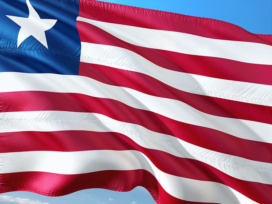 국제, 깃발, 라이베리아, 서 아프리카, 대서양 연안, 줄무늬, 애국심, 빨간, 아니 사람, 풀 프레임