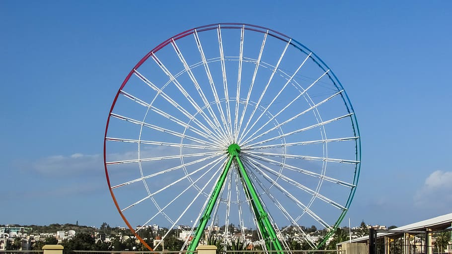 Wheel, Luna Park, Amusement, Leisure, holiday, cyprus, ayia napa, ferris wheel, amusement park, blue
