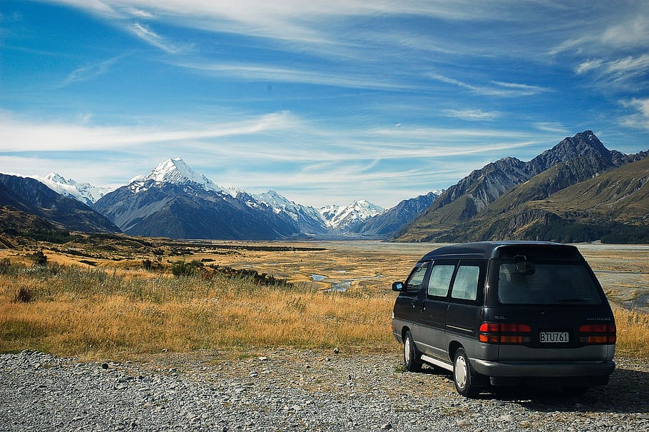 Monte, cocinero, nacional, parque, viaje, parque nacional del monte Cook, coches, nubes, monte Cook, montañas